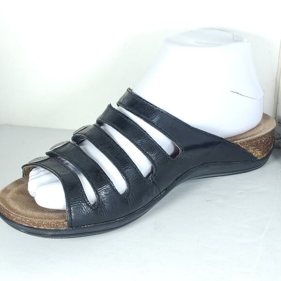 Dansko Women's Janie EU38 US7-7,5 Black Leather Slip-On Slide Sandals Shoes - Picture 7 of 16